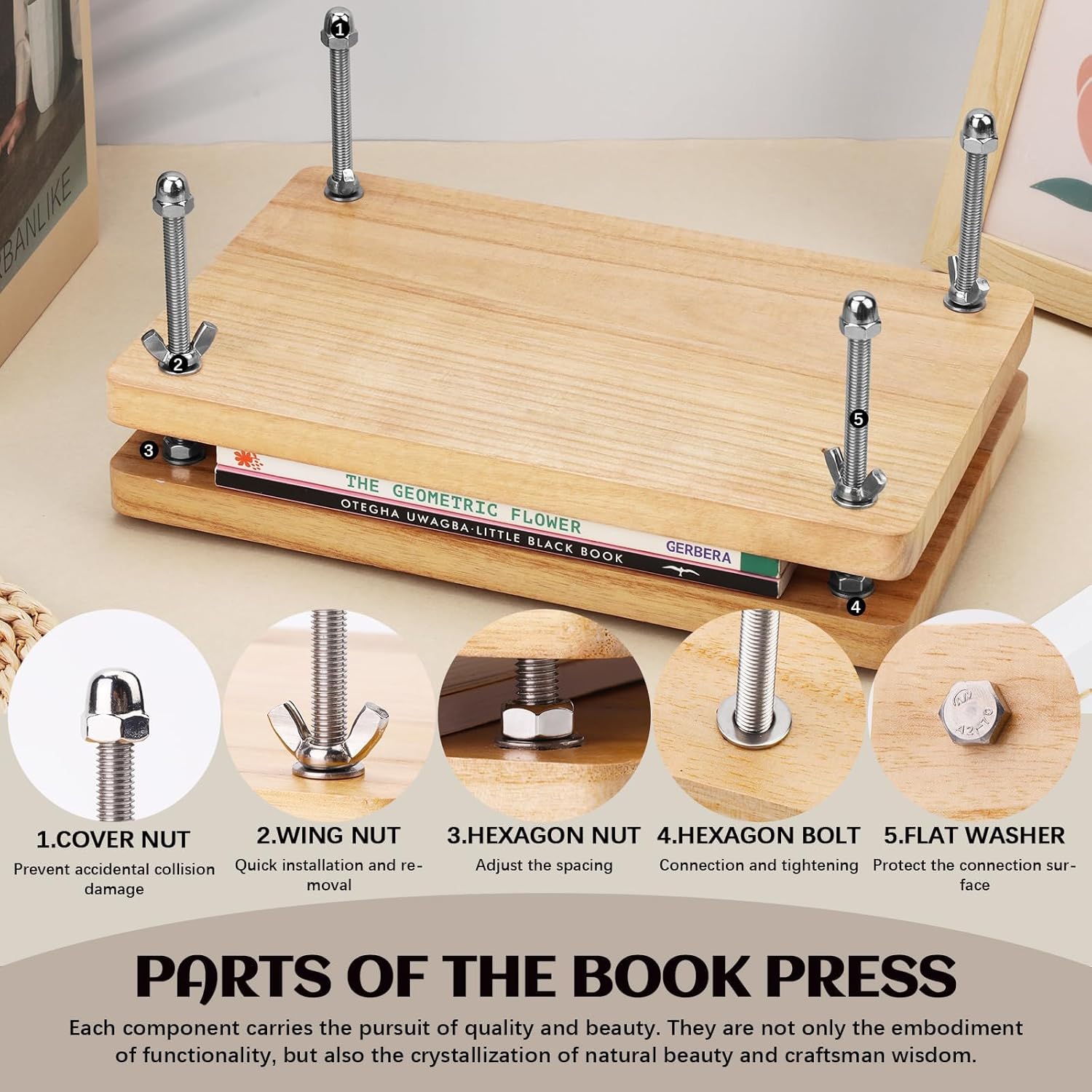 Woodworking Book - Wooden Book Press, Binding Tool, Flat