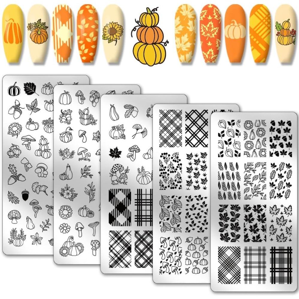 Woodworking Nails - Fall Thanksgiving Nail Stamp Plates 5PCS