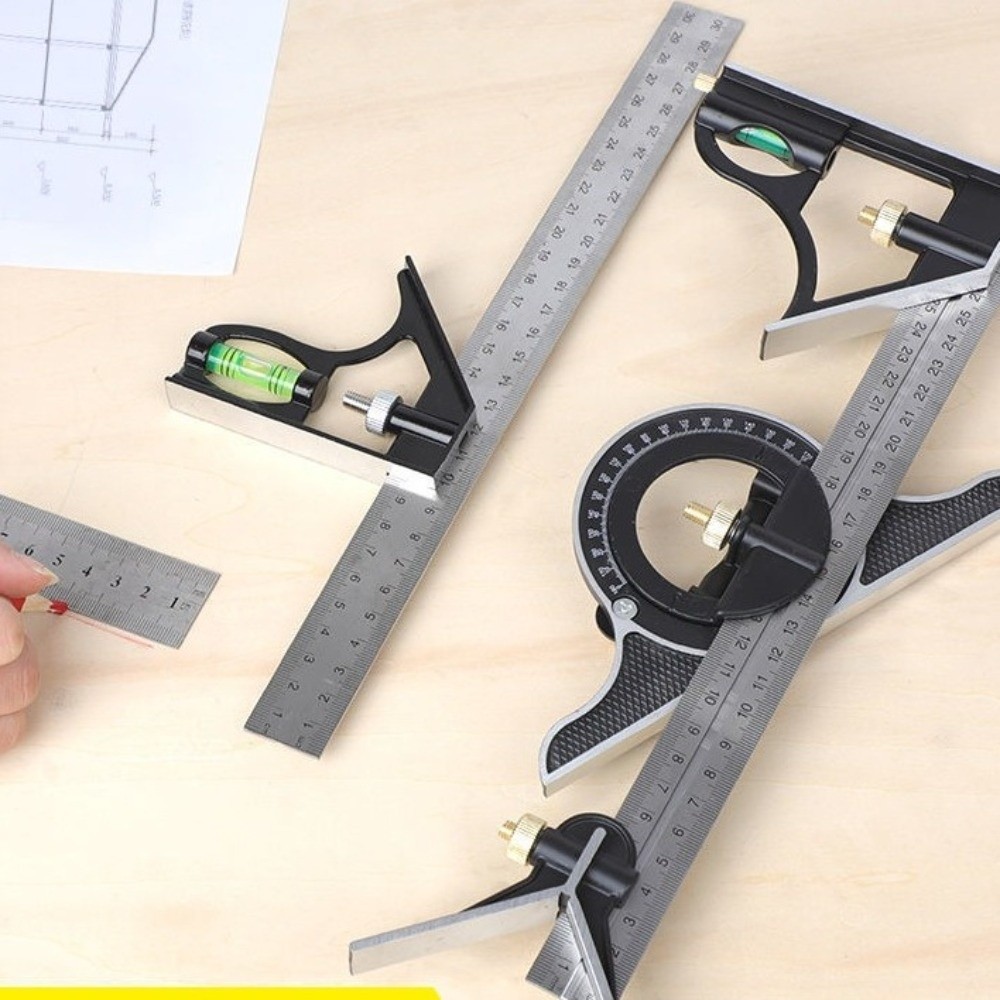 Woodworking For Engineers - 3-in-1 Combination Square Ruler 300mm Spirit