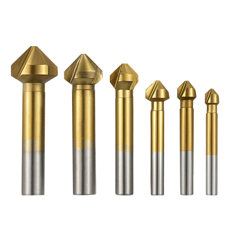 Woodworking Edge - 6Pcs 3-Flute Titanium Coated 90 Degree