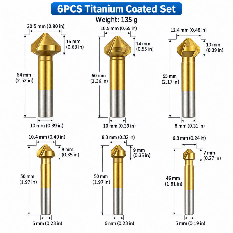 6Pcs 3-Flute Titanium Coated 9 - Woodworking Edge recension och pris